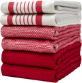 Premium Kitchen Towels 6 Pack (20x28) - Soft, Highly Absorbent Red