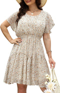 Plus Size Summer Dresses for Curvy Women Midi Chiffon Floral Dress