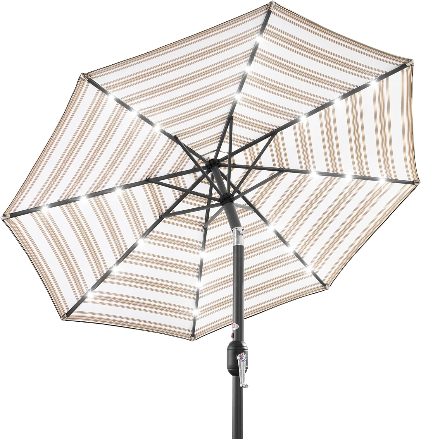 10ft Solar LED Lighted Patio Umbrella with Tilt Adjustment