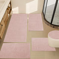 YIHOUSE Pink Bathroom Rugs Set 5 Piece - Quick Dry Thin Bath Rug Set