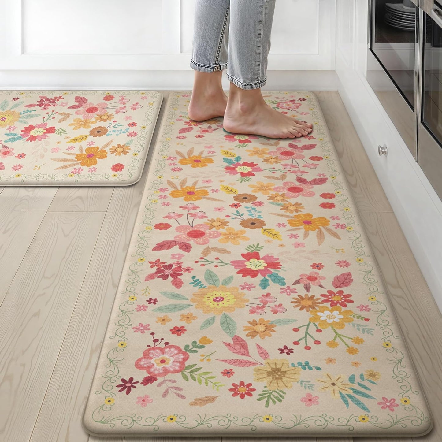 GENIMO Kitchen Mats for Floor 2PCS - Cushioned Anti-Fatigue Rugs