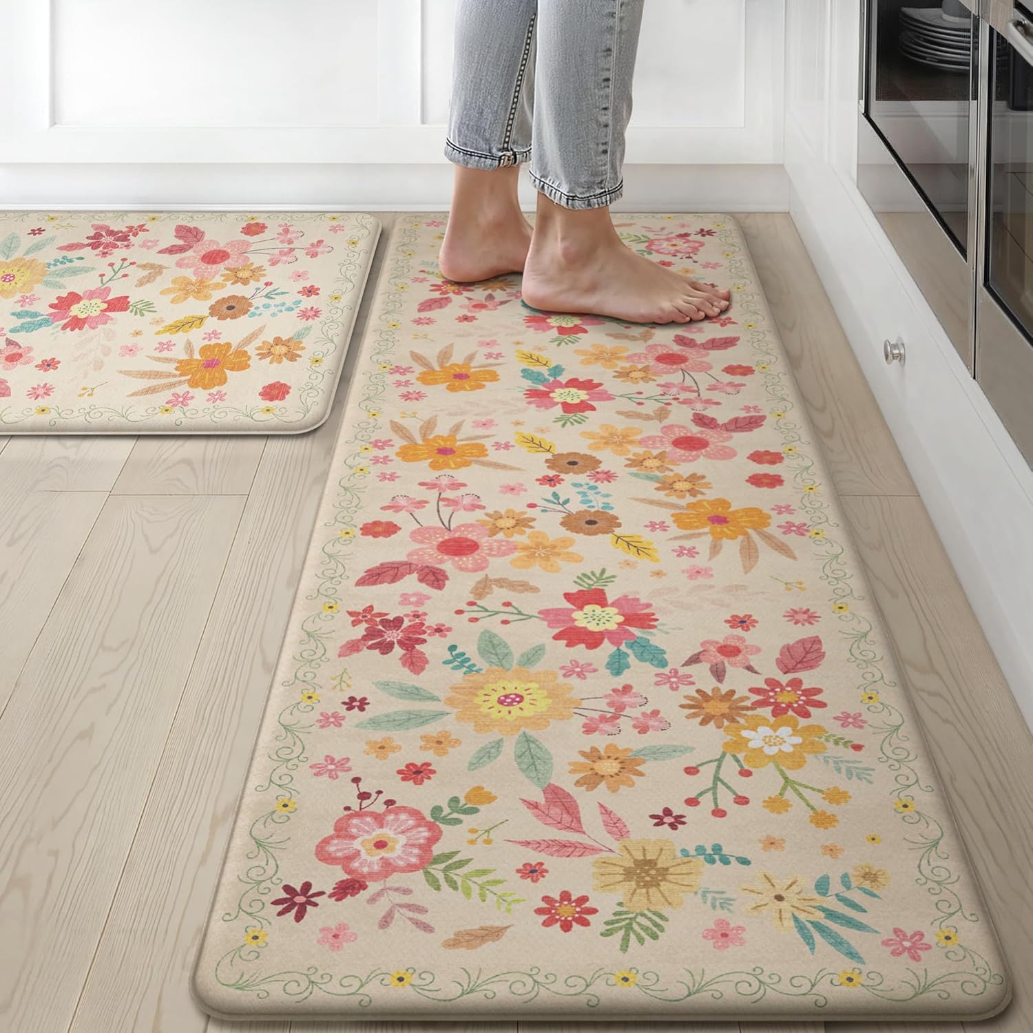 GENIMO Kitchen Mats for Floor 2PCS - Cushioned Anti-Fatigue Rugs