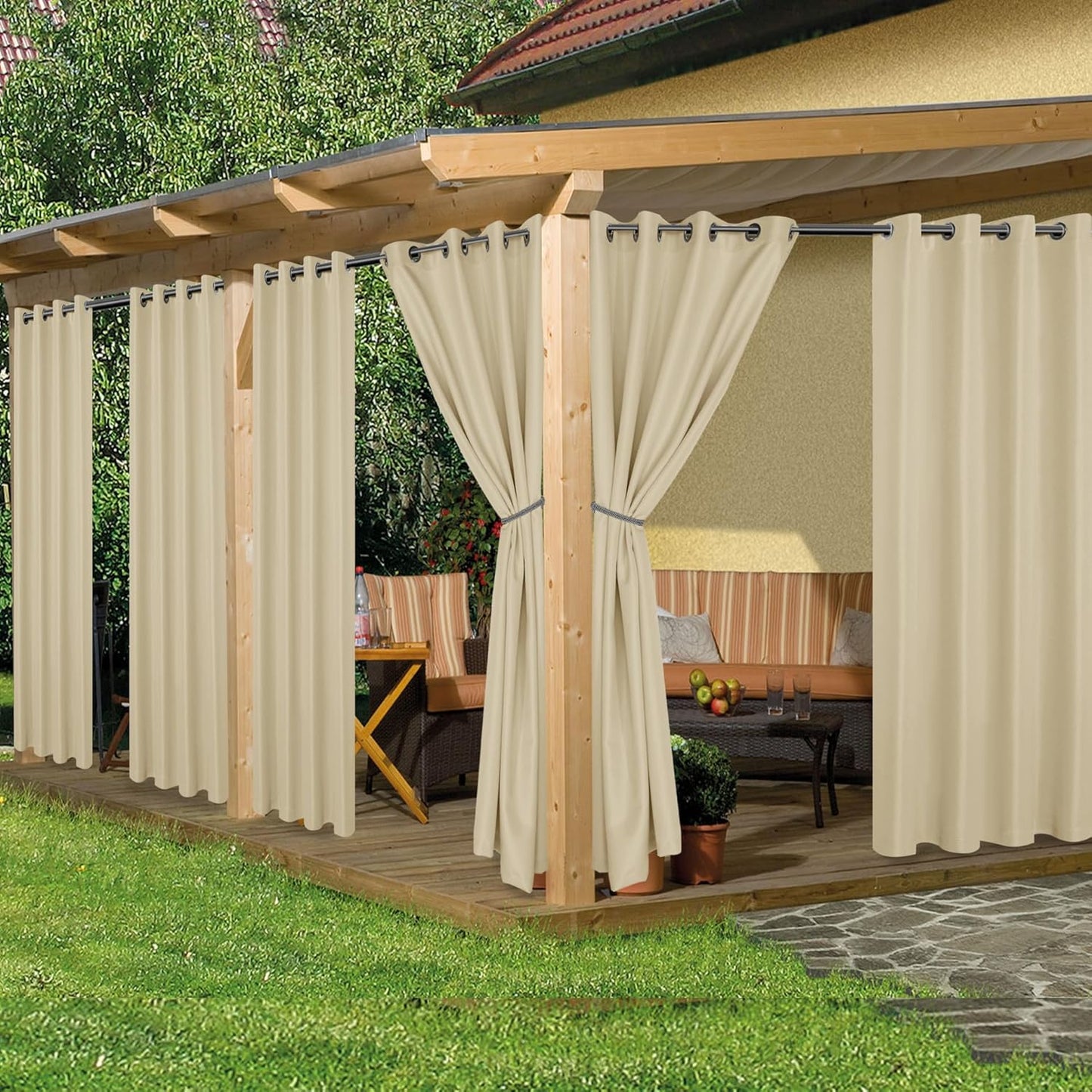 Waterproof Outdoor Curtains for Patio - 6 Panels, 54x108 in