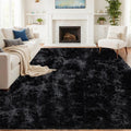 8x10 Area Rugs for Living Room: Soft Fluffy Shag Black Rug