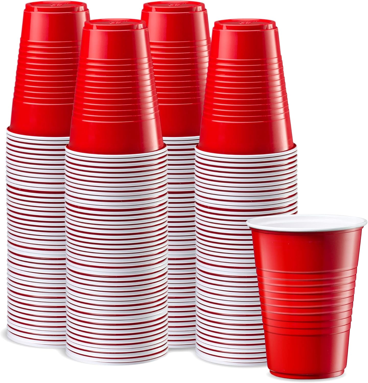 Comfy Package 16 oz Disposable Plastic Red Cups for Parties