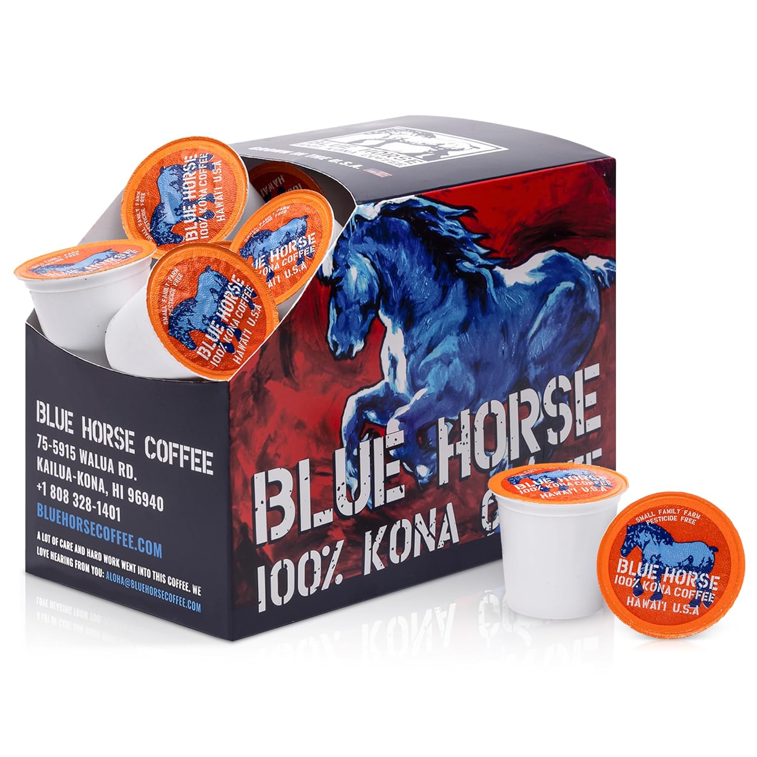 Blue Horse 100% Kona Coffee Pods for Rich Flavor and Aroma