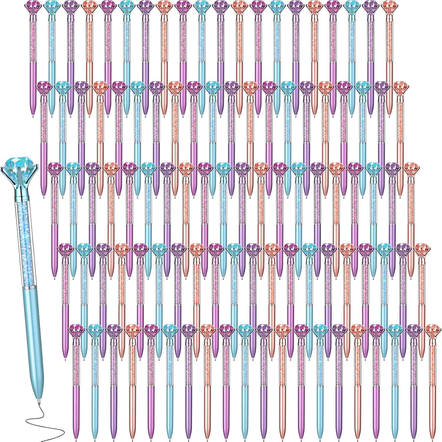 100 Pack Big Crystal Diamond Pens for Office and Gifts