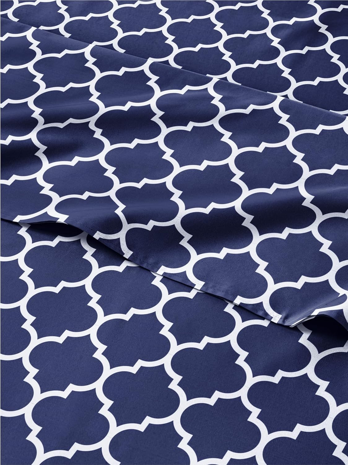 Blue Geometric Bed Sheets Set - Luxury Moroccan King Size