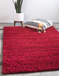 Unique Loom Solid Shag Area Rug 8 ft x 11 ft - Cherry Red