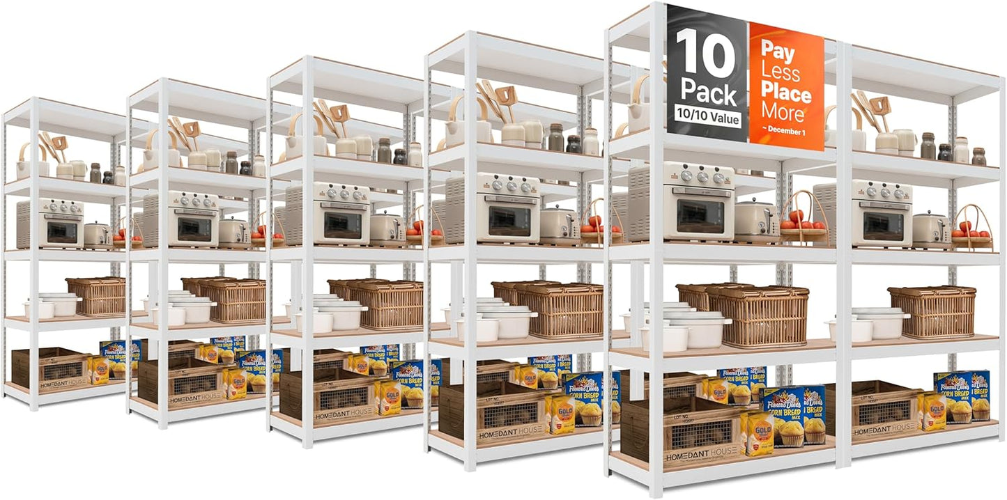 HOMEDANT 5-Tier Laminated Metal Shelving Unit for Storage