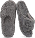 Womens Fuzzy Arch Support Slippers Orthopedic Open Toe - Adjustable