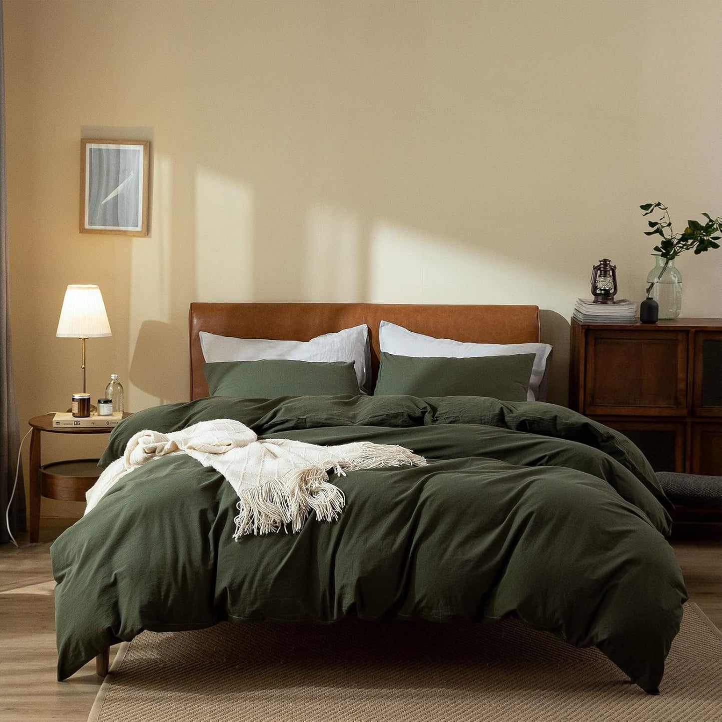 Dark Green Duvet Cover Queen Set for Luxurious Bedroom Comfort