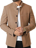 Mens Casual Suit Blazer Jackets Stand Mandarin Collar Lightweight can