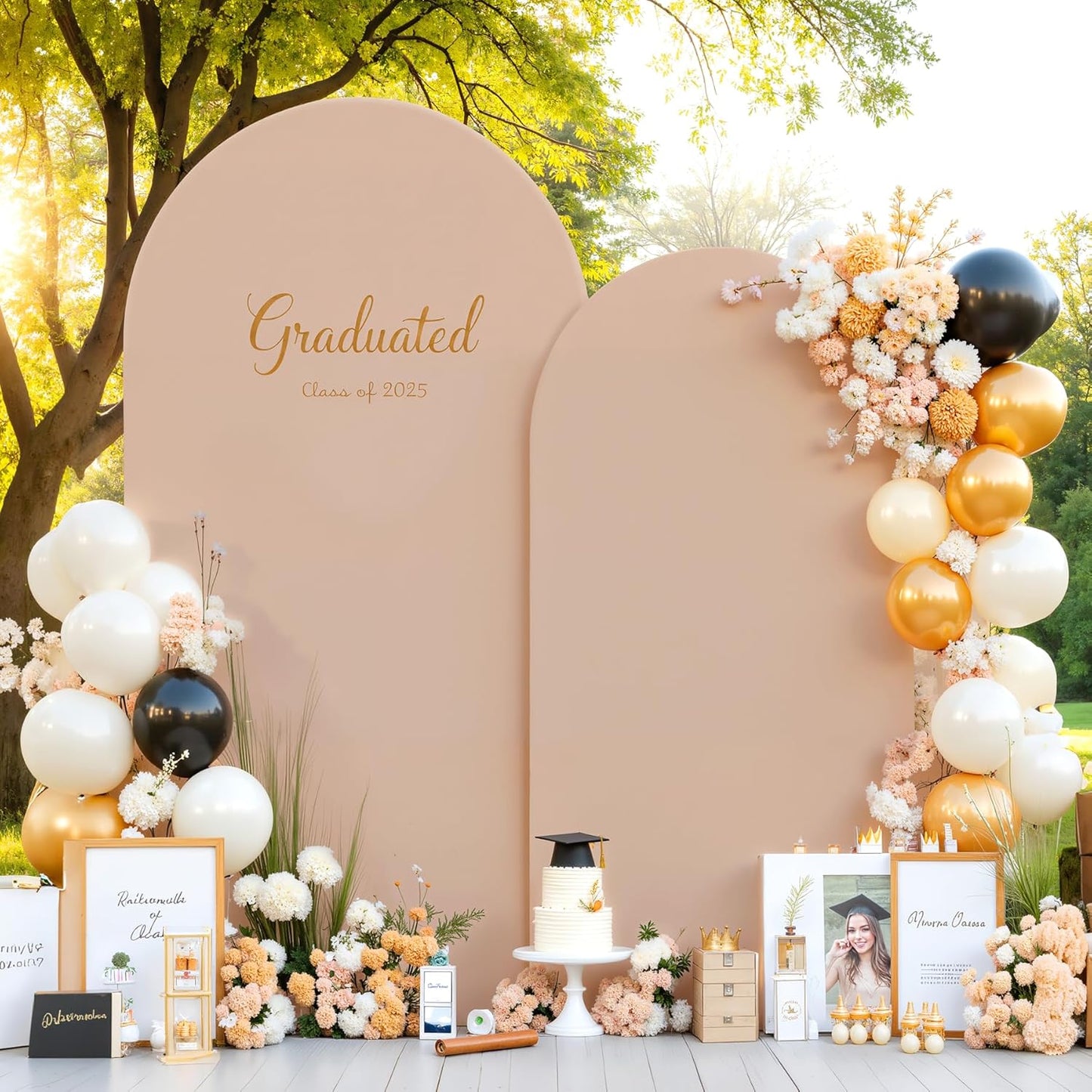 Nude Arch Backdrop Cover Set of 2 for Weddings and Parties