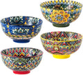 Henten Home Ceramic Soup Bowls Set of 4 - Boho 23 oz Porcelain Bowls