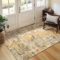 Entryway Rug 3x5 Beige Washable Non Slip Abstract Boho Rug - Soft