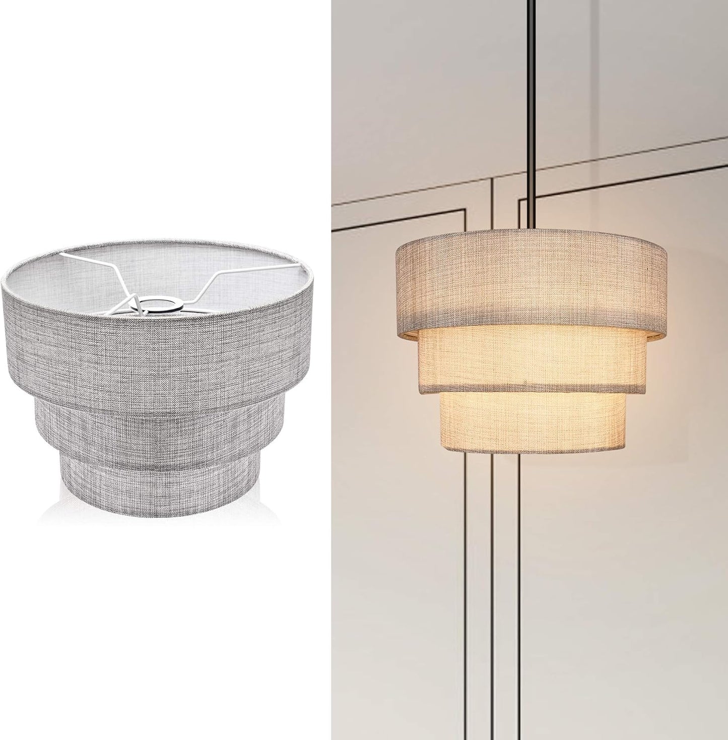 EDISLIVE 3-Tier Drum Linen Lamp Shade for Elegant Lighting