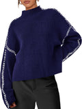 Women's Chunky Knit Oversized Mock Neck Sweater - Cozy Fall Staple