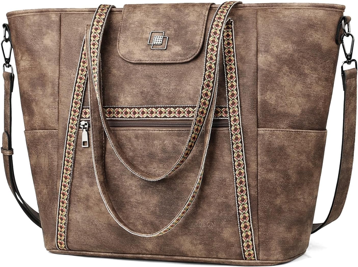 Large Laptop Tote Bag for Women - Stylish Leather Backpack