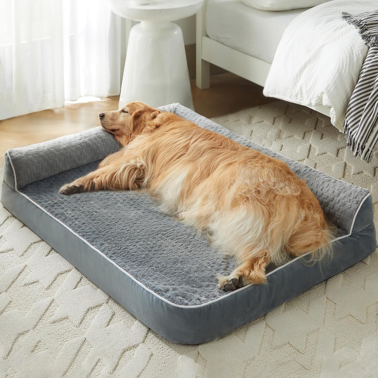 Orthopedic Dog Beds for Large Dogs - Waterproof L-Shaped Comfort