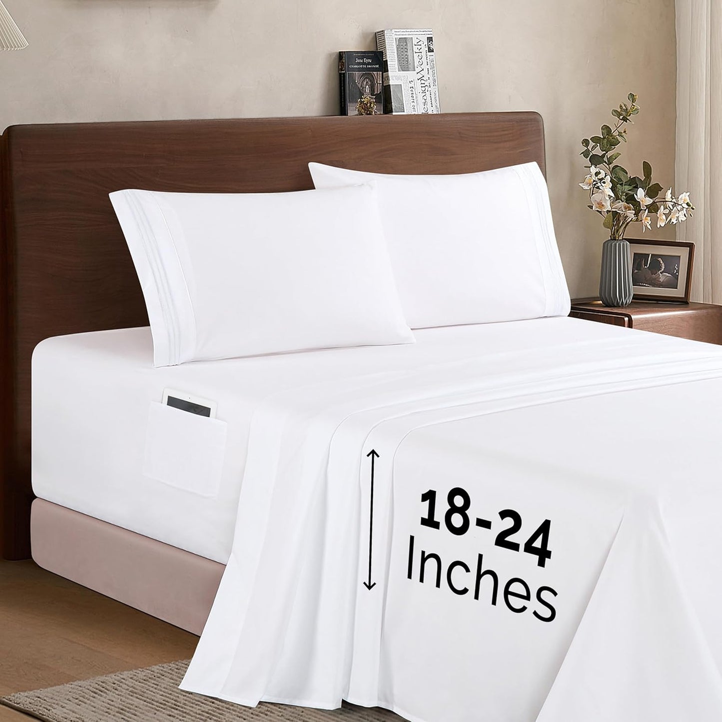 Luxury Microfiber King Sheet Set for Deep Mattresses 18-24ft