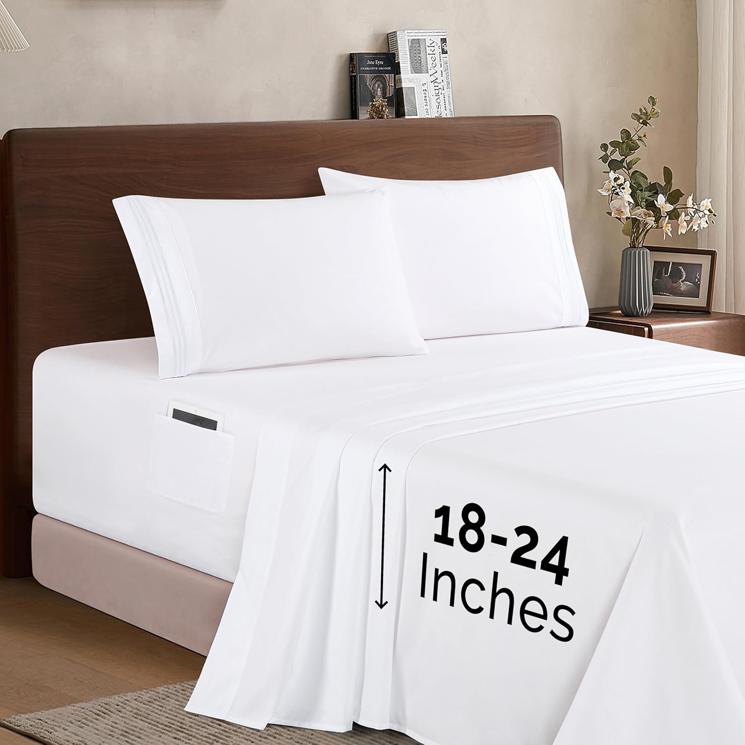 Luxury Microfiber King Sheet Set for Deep Mattresses 18-24ft