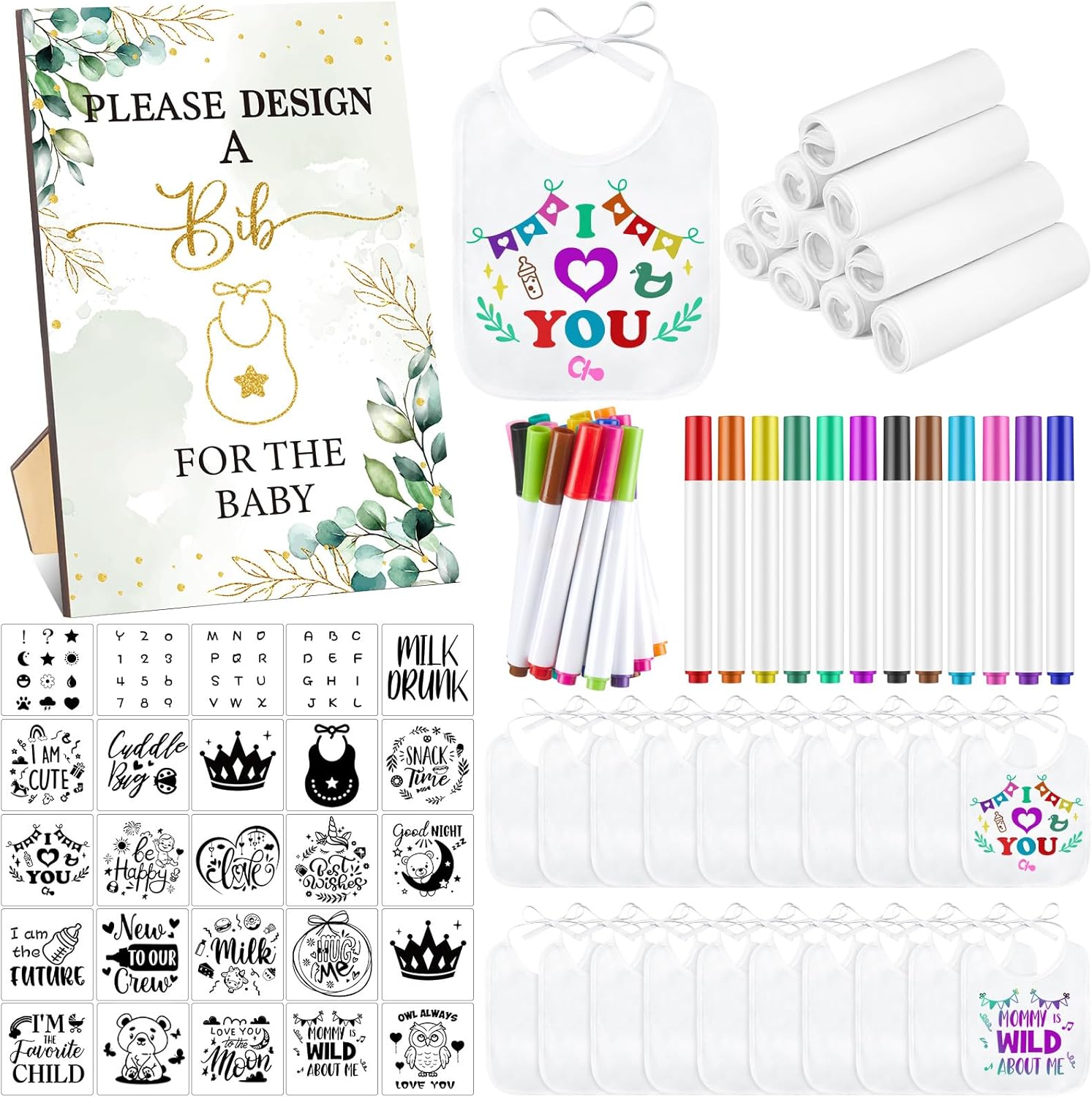 DIY Baby Bibs Decorating Kit for Fun Baby Showers and Parties