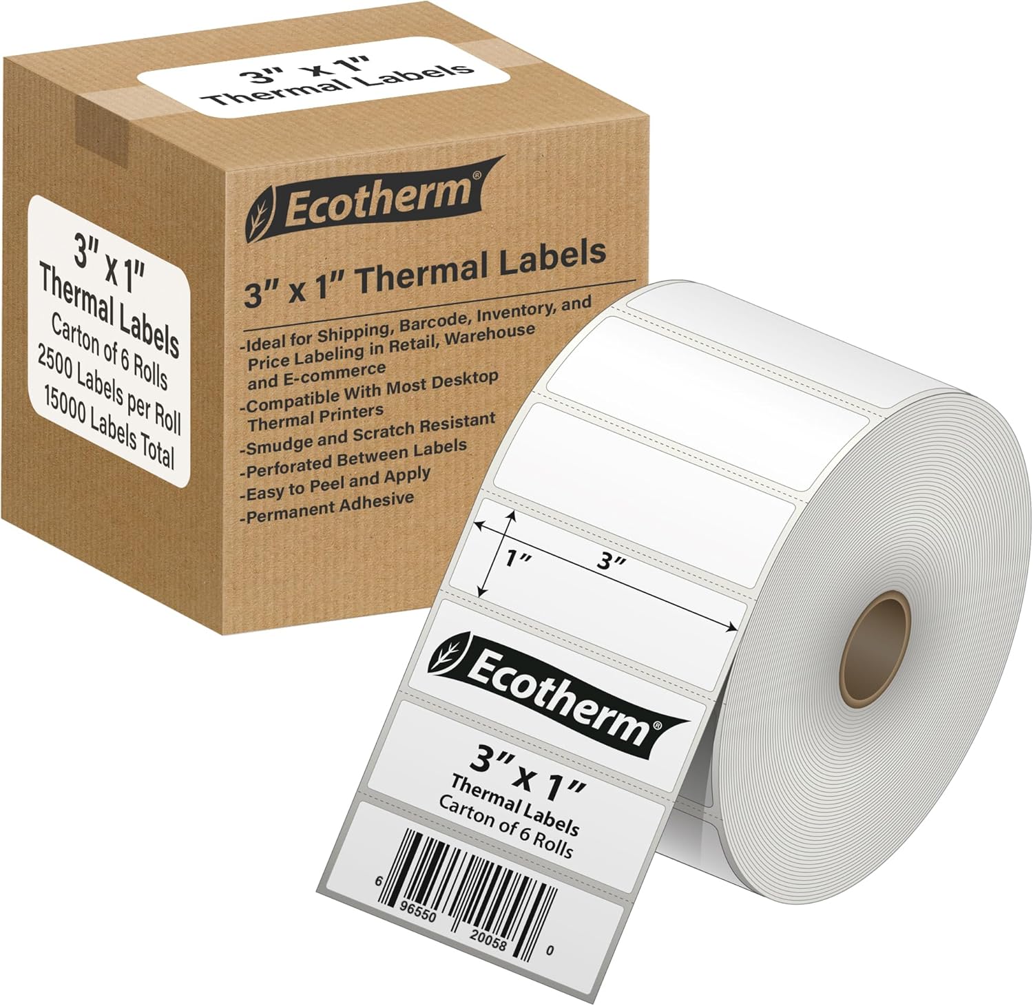 3in x 1in Thermal Labels for Zebra, Munbyn, Rollo Printers