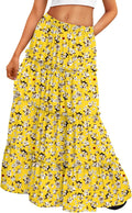 Trendy Queen Long Skirts for Women Boho Maxi Skirt - Elastic High