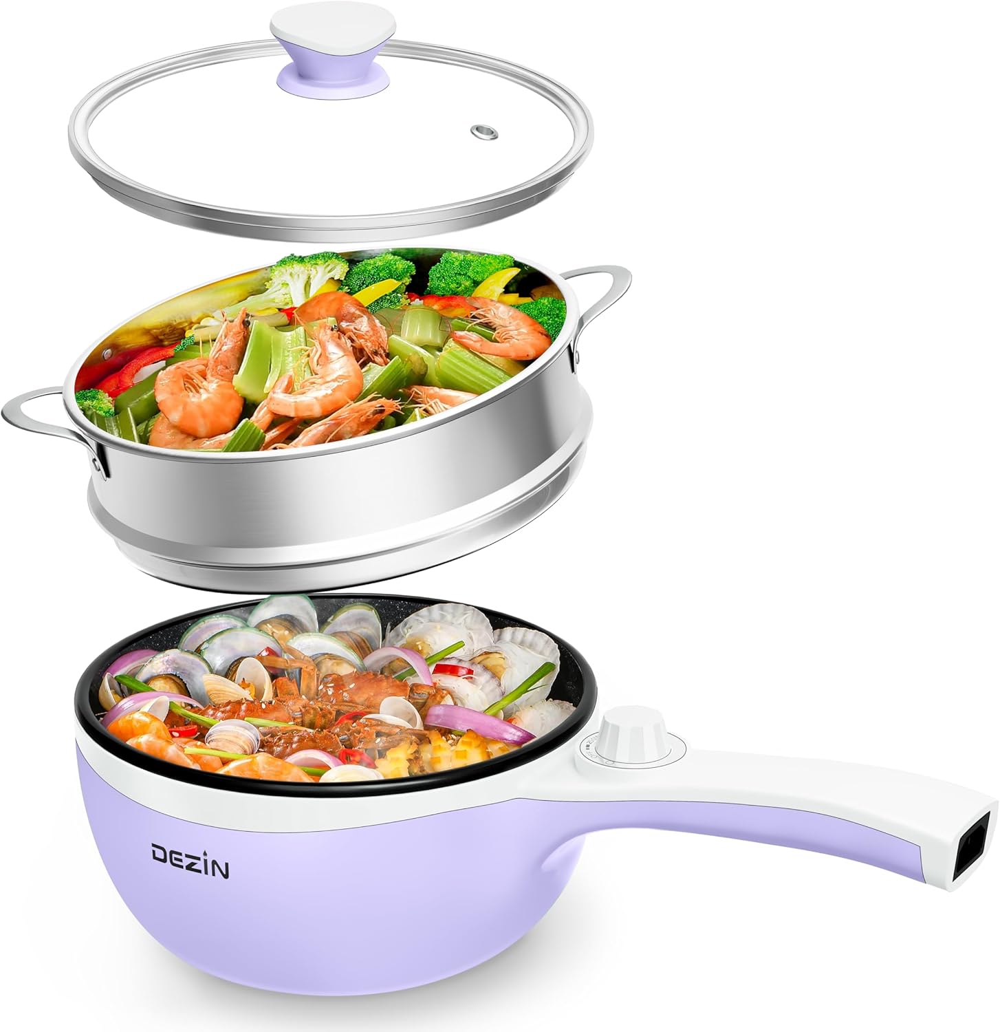 Dezin Hot Pot Electric with Steamer for Easy Cooking Anytime