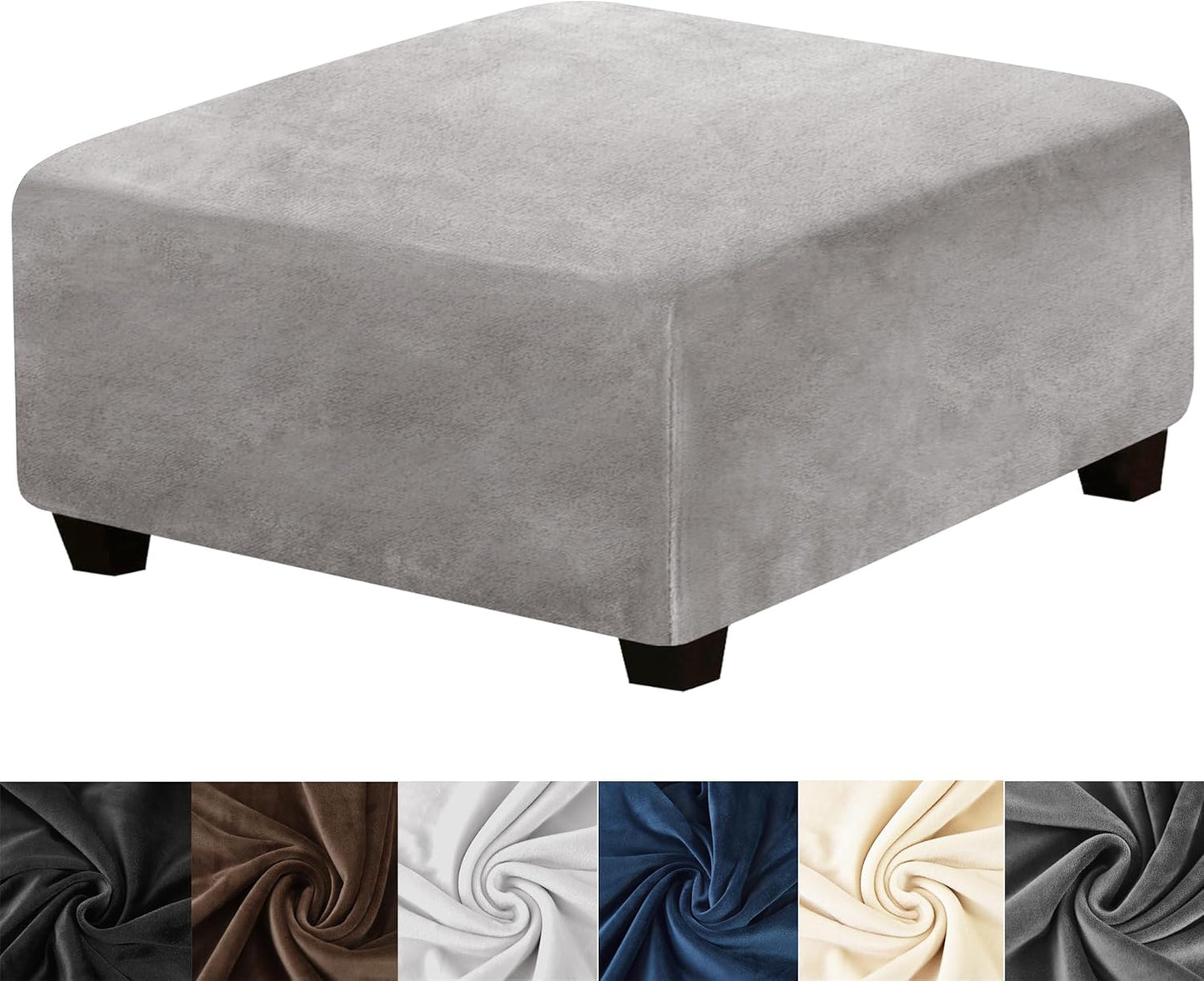 HFCNMY Stretch Velvet Ottoman Cover for X-Large Square Ottomans