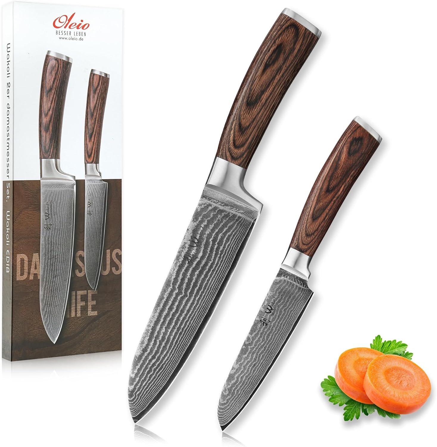 Wakoli Damascus Kitchen Knife Set for Professional Chefs