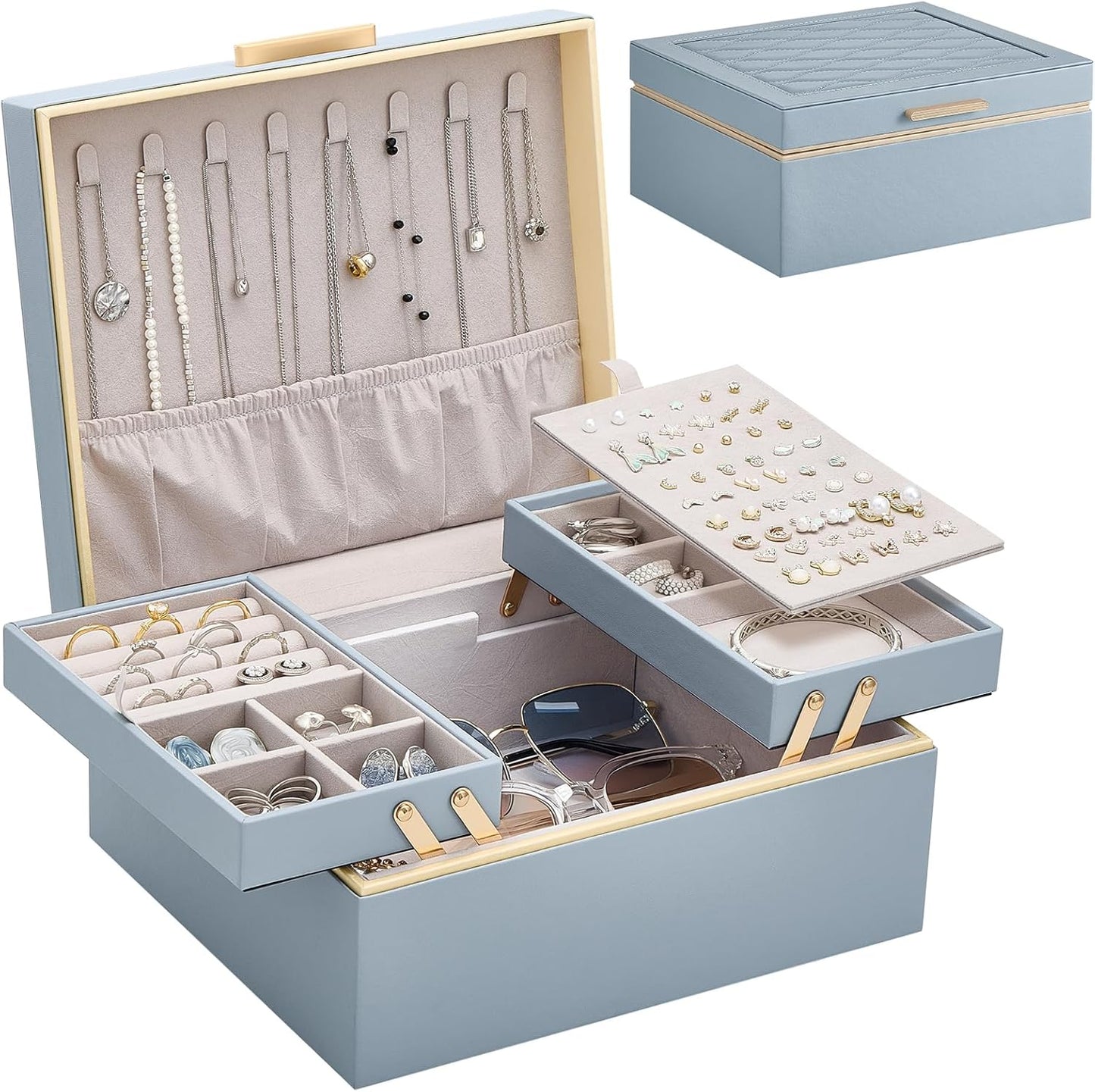 Lolalet Jewelry Box Organizer for Women - HazeBlue Elegance