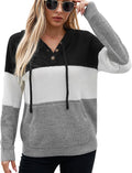 VIMPUNEC 2025 Fall Womens Oversized V Neck Knit Hoodie - Cozy