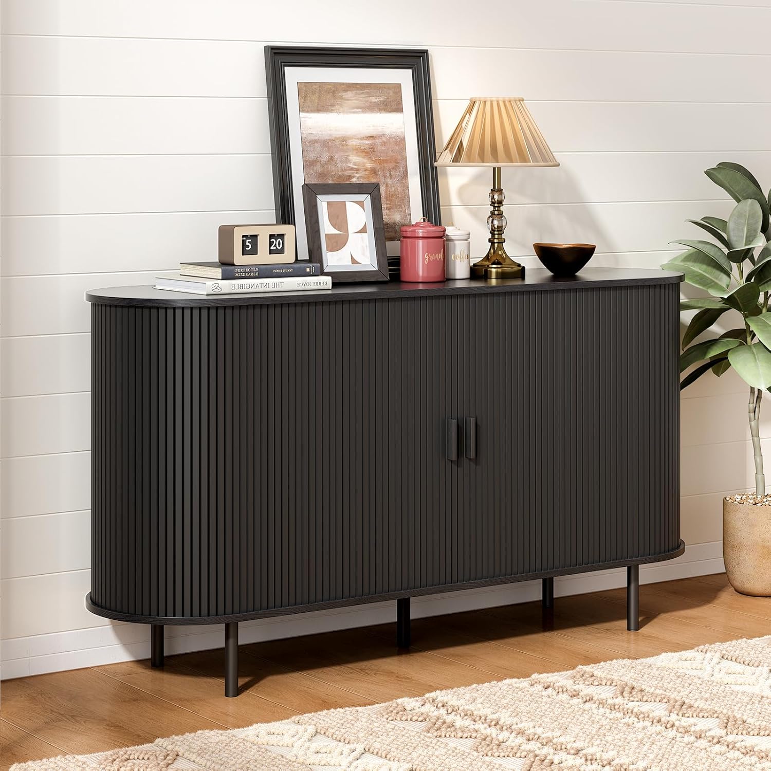 55in Sideboard Buffet Cabinet with Storage for Modern Homes