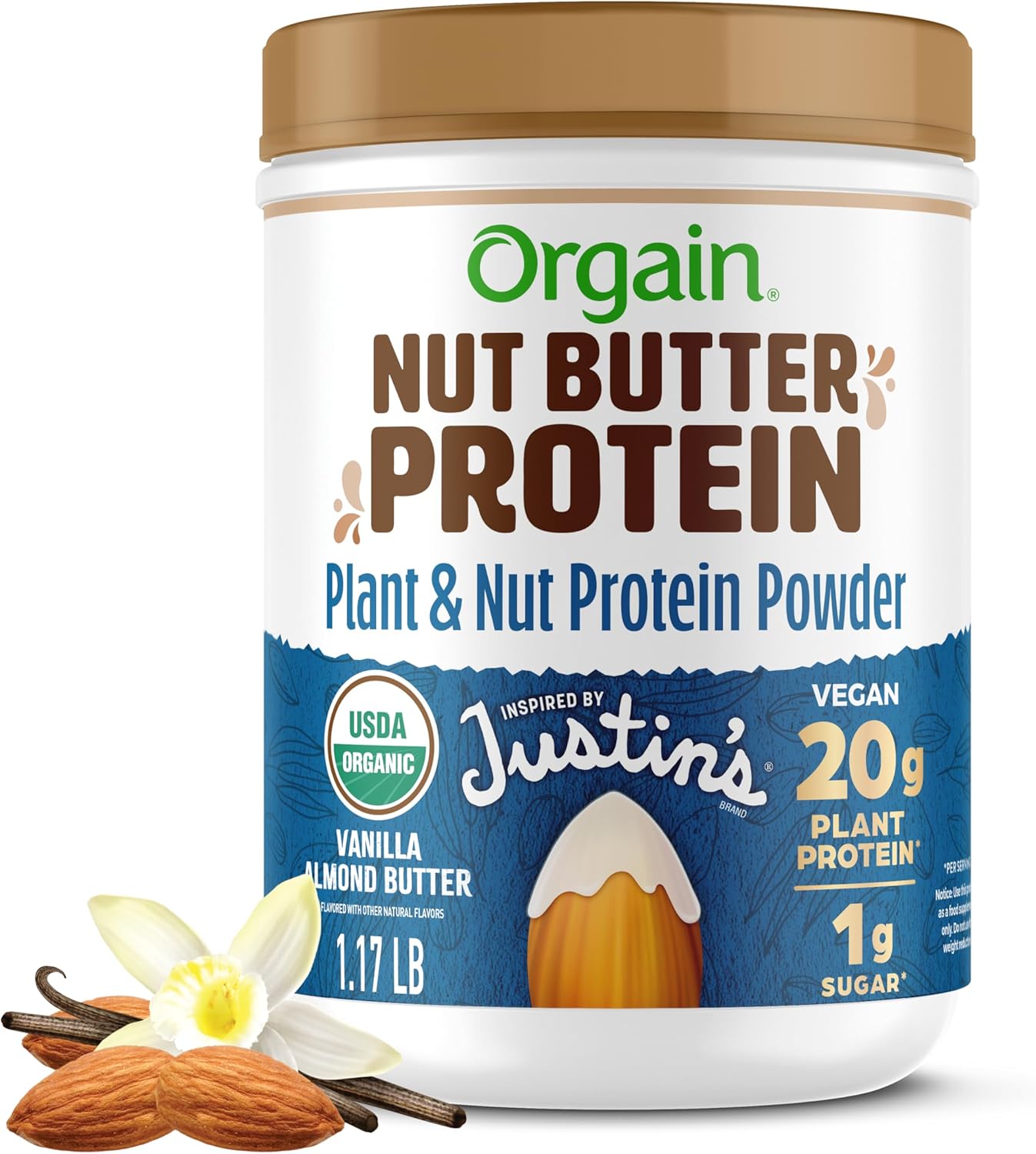 Orgain Vegan Nut Butter Protein Powder - Vanilla Almond Flavor