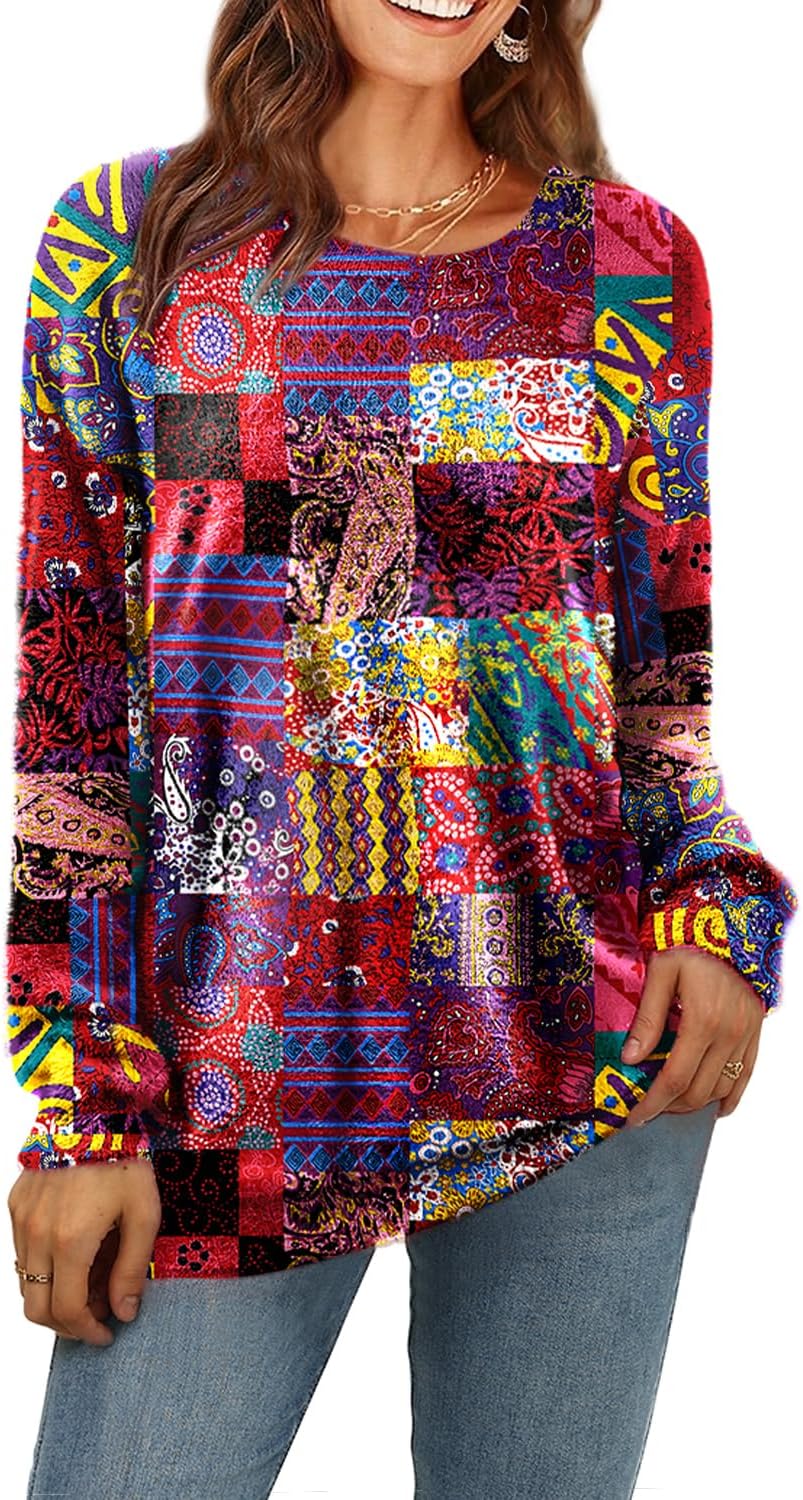 YESNO Women Christmas Sweater Graphic Printed Oversized Pullover