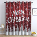 Merry Christmas Curtains for Bedroom - Red Snowflake Blackout Panels