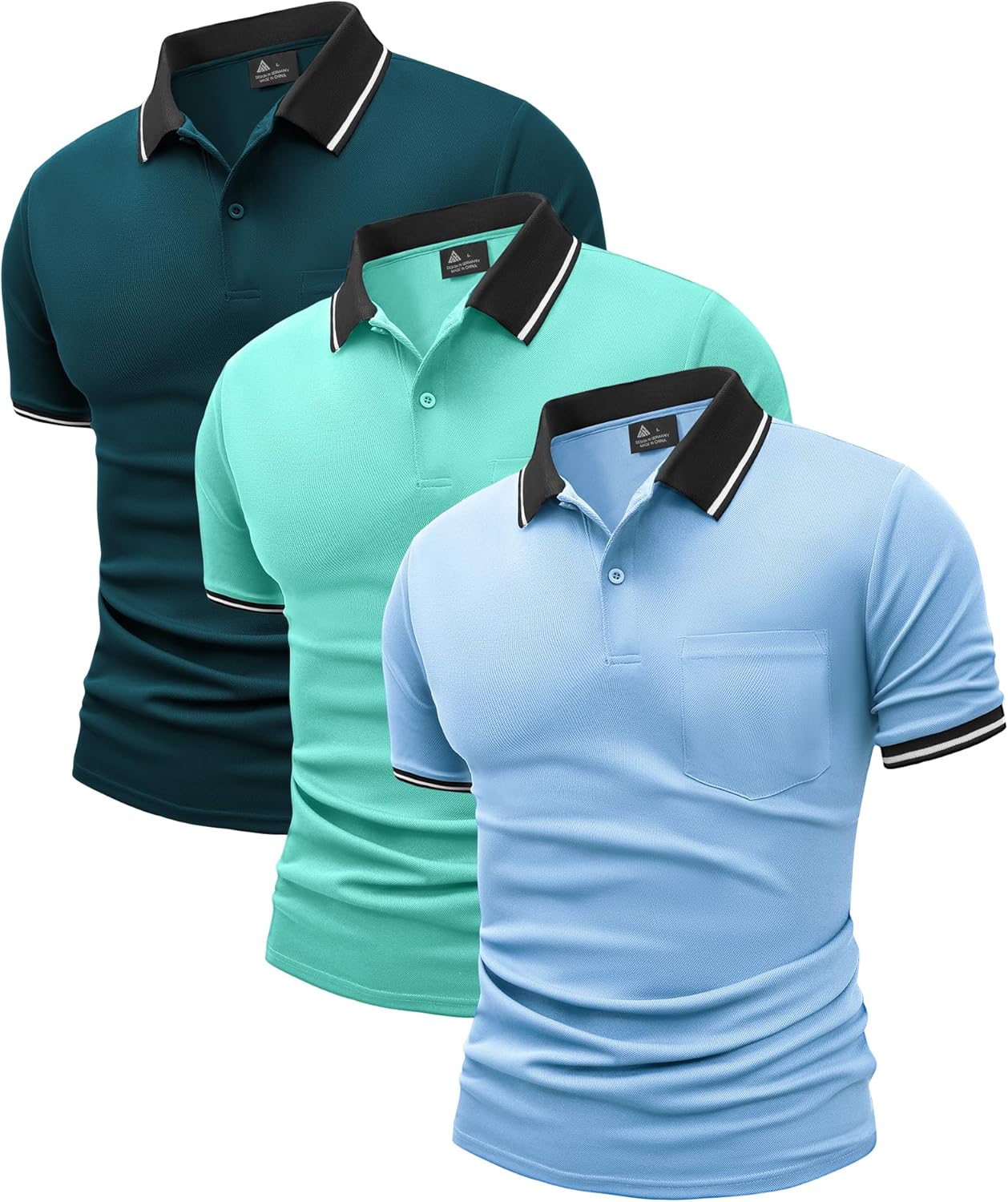 ZITY 3 Pack Men Polo Shirts Short Sleeve for Casual Wear