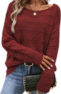 SHEWIN Boat Neck Crochet Sweater - Lightweight Fall Pullover Women's