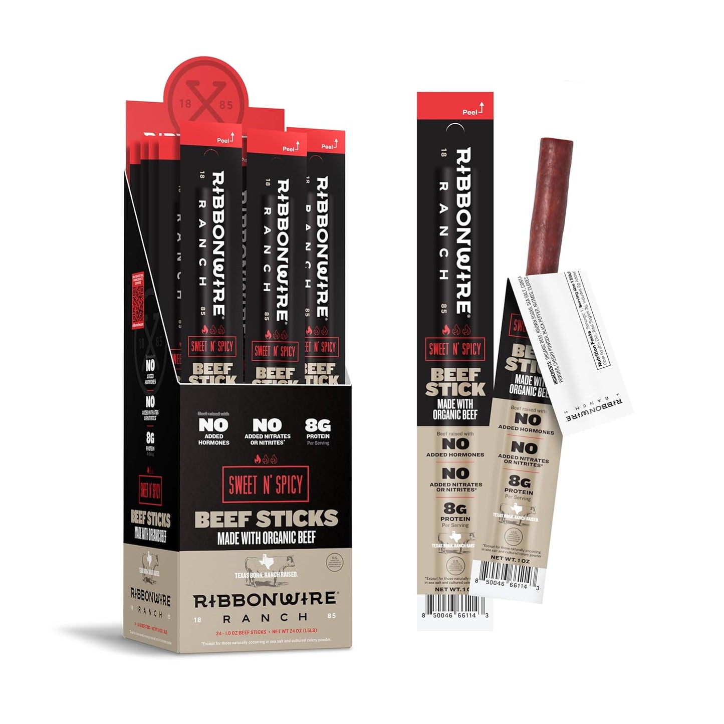 Ribbonwire Ranch Beef Sticks - High Protein, Low Carb Snack