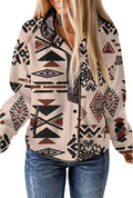 Womens Fleece Jacket Western Aztec Print - Snap Button Shacket