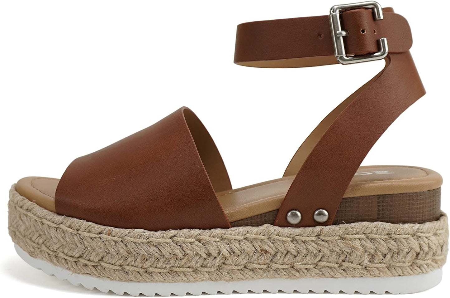 Soda Open Toe Buckle Ankle Strap Espadrilles Flatform Wedge Sandal