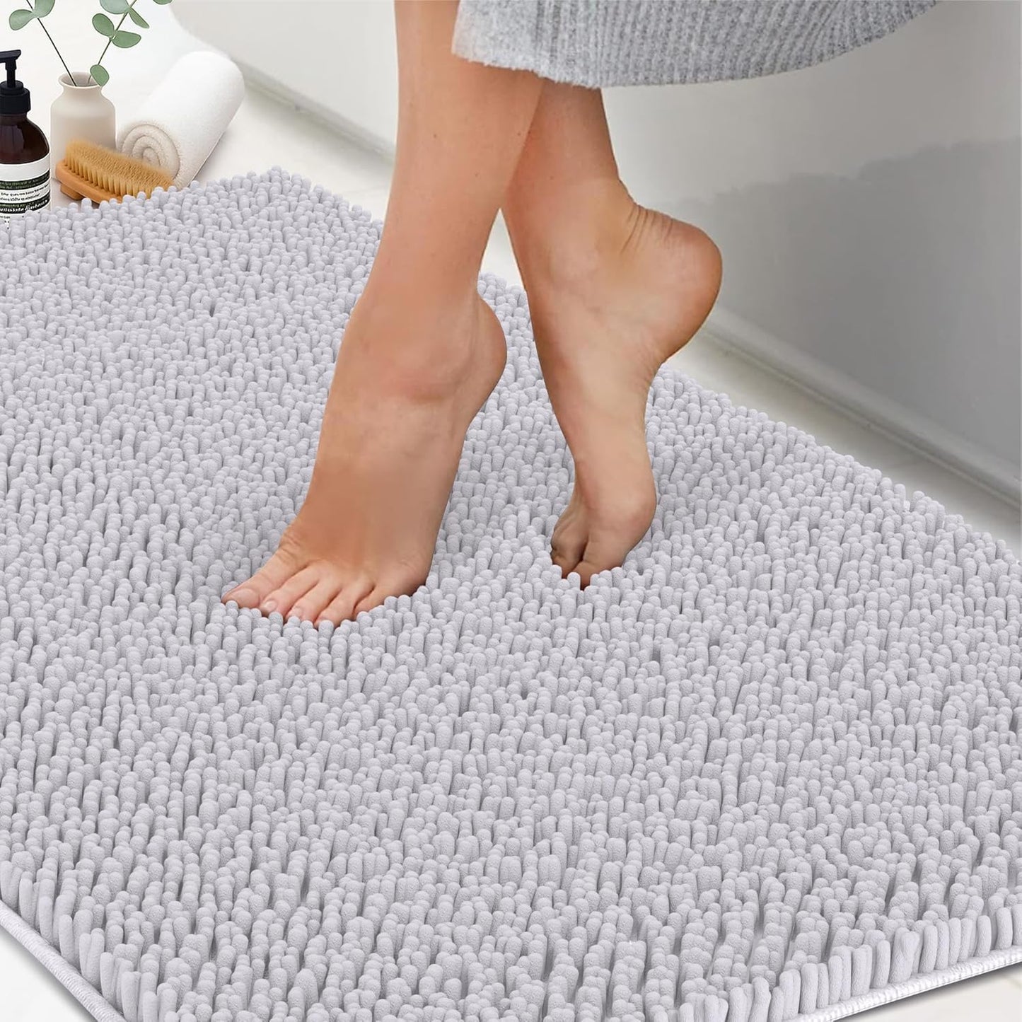ITSOFT Plush Bathroom Rug 59x21, Absorbent Non Slip Chenille