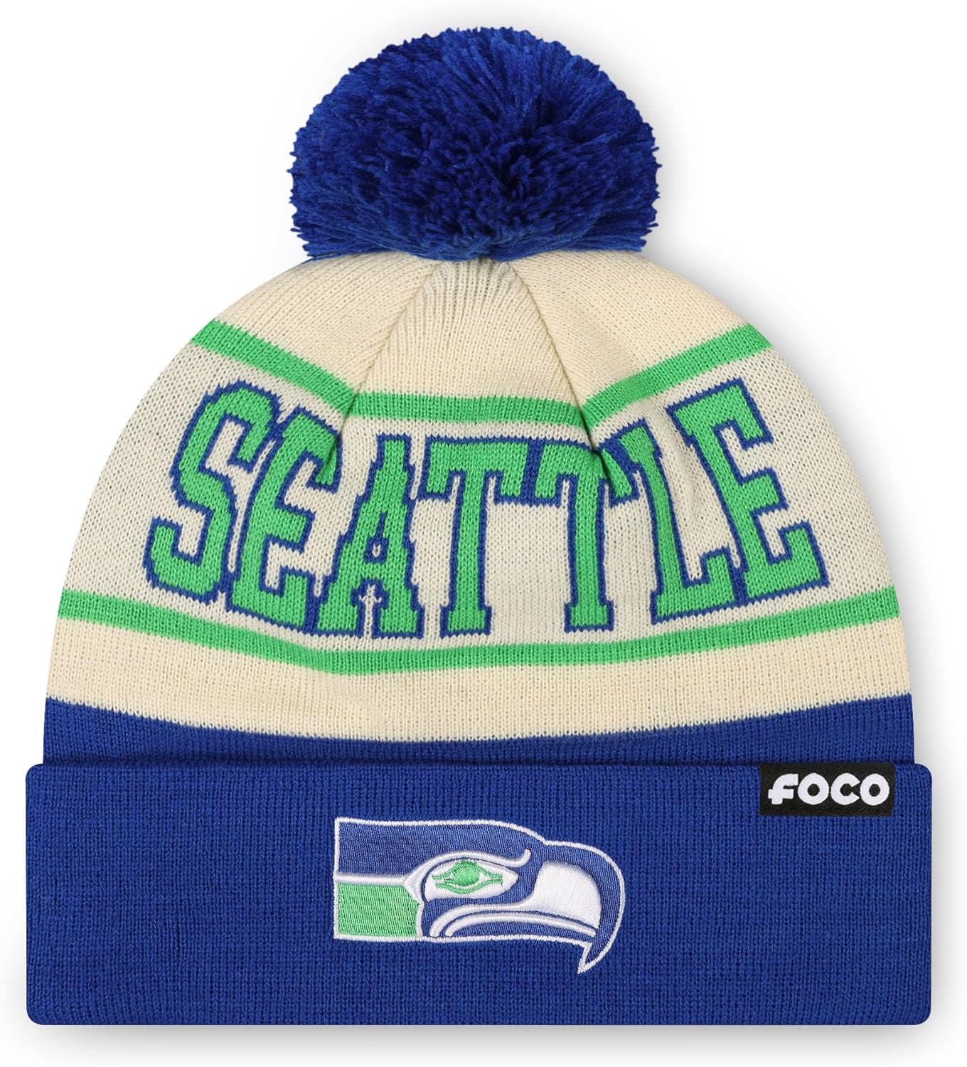 FOCO NFL Retro Team Logo Heritage Stripe Pom Beanie Hat Review