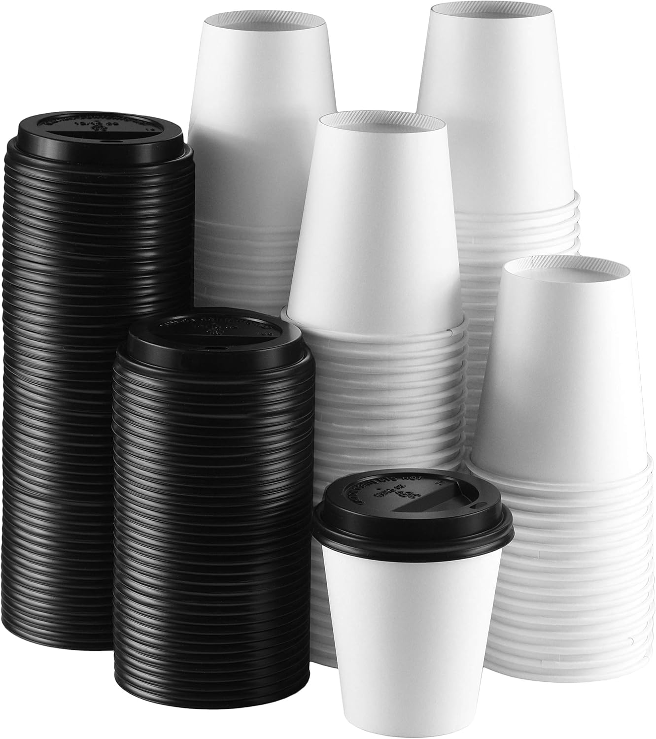 NYHI 100 Pack 10oz Disposable Coffee Cups with Lids - Hot/Cold Beverage Cups