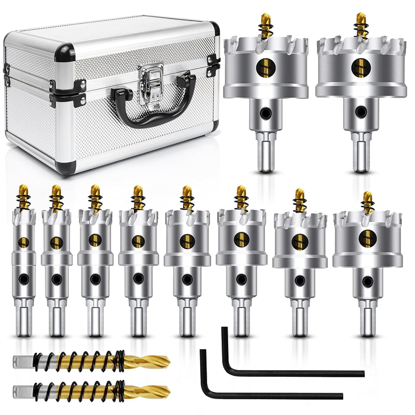 TCT Hole Saw Kit for Hard Metal with Titanium-Plated Drill Bits