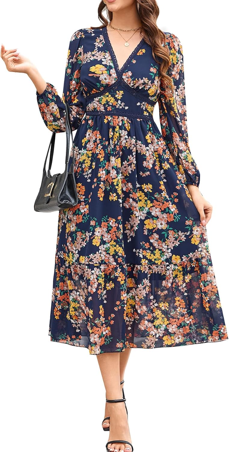 Women's Spring Wrap Maxi Dress for Weddings and Casual Events