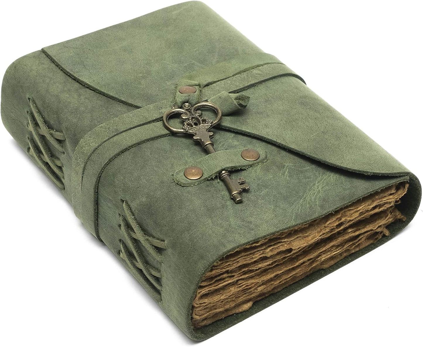 Vintage Leather Journal - Handmade Deckle Edge Paper Sketchbook