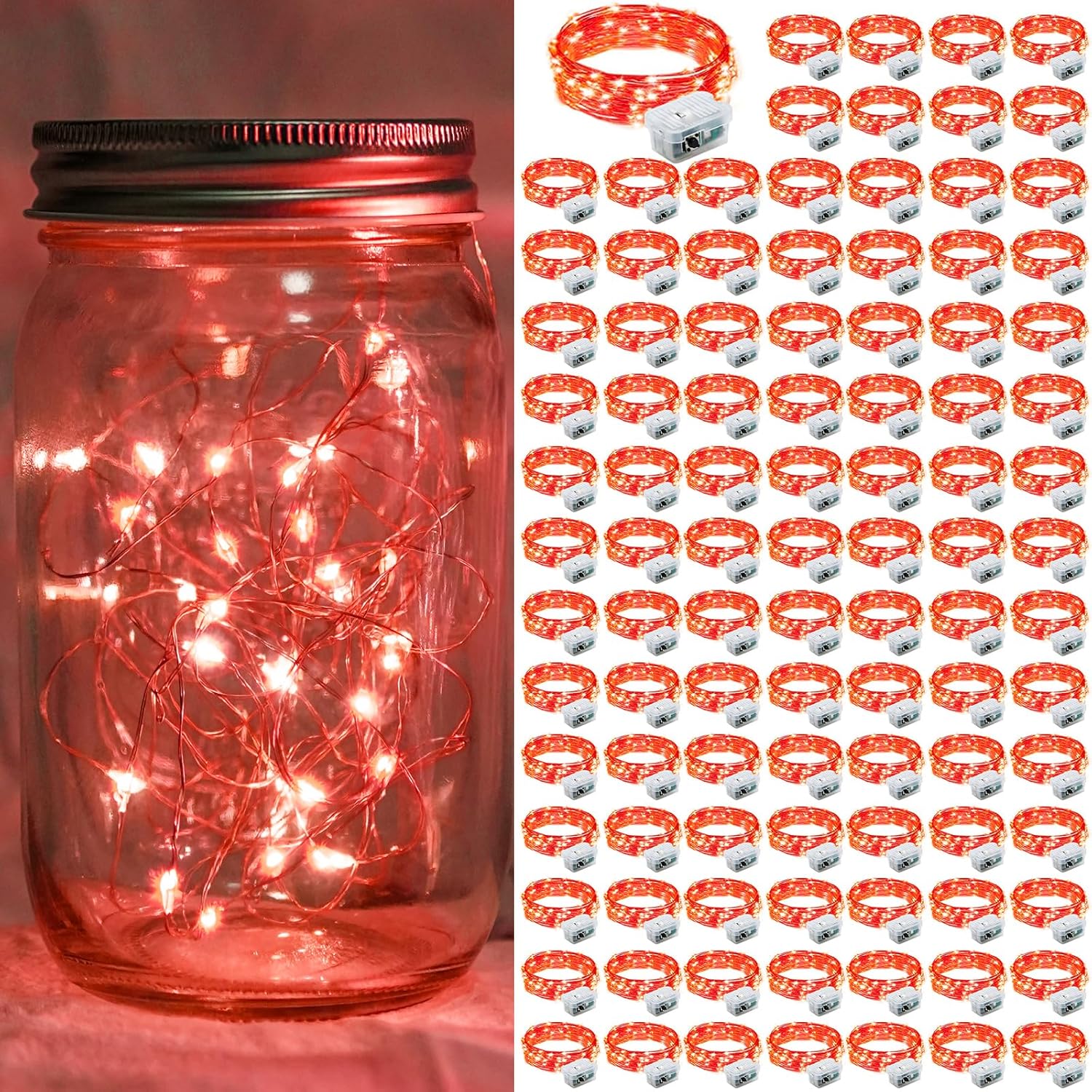 100 Pack Red Fairy Lights for Party Wedding Christmas Decor